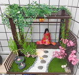 Craftuneed 1:6 scale Japanese Garden Doll Diorama Set Miniature Dollhouse Outdoor Scene with Pavilion Plants and Pathway For Fashion Doll Custom sizes available