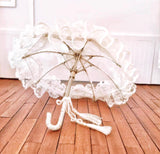 Handmade 1:8 Scale Lace Parasol Vintage Style Miniature Dollhouse Umbrella Prop 1/6 Compatible