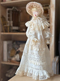 1:4 Scale Doll Dress Set Victorian Vintage Lace Clothing with Bonnet Hat Black Ivory