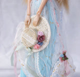 1:6 Scale Doll Hat Mini Straw Hat Handmade Miniature Accessory Lace Ribbon Floral