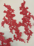 Craftuneed Bundle 6pcs melon pink lace applique sew on embroidered lace motif patch