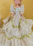 Handmade 1:6 Scale Doll Victorian Lace Dress Beaded Beige Ivory Historical Gown Outfit