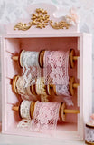 Handmade 1:6 Scale Miniature Thread & Lace Storage Rack Set Wooden Dollhouse Sewing Room Decor
