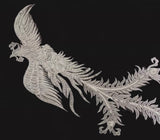 Ivory Peacock Lace Applique Pair Large Sequins Embroidered Motif For Costume Sewing DIY