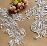 Ivory Floral Lace Applique Set Embroidered Lace Motif Patch For Bridal DIY Craft Sewing