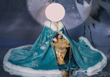 Handmade Embroidered Floral Doll Cape Miniature Faux Fur Velvet Cloak For 1:3 Scale