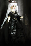 Craftuneed Gothic Queen Doll Dress with Crown Halloween Black Spider Web Witch Gown Costume for 1/6, 1/4, 1/3 Scale Dolls