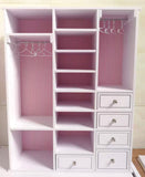 1:6 scale Dollhouse Wardrobe Miniature Closet Storage with Hangers Furniture Handmade