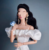 Handmade 1:6 Scale Doll Earrings Miniature Faux Crystal Tassel Earrings for Fashion Dolls