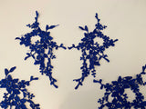 Craftuneed Bundle 6pcs royal blue sew on lace applique embroidered floral lace motif patch