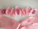 Handmade Baby Pink Bridal Beaded Sash Belt – Chiffon Flower Wedding Dress Belt