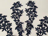 Craftuneed Bundle 6pcs navy sew on lace applique embroidered floral tulle lace motif patch