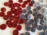 Craftuneed Bundle 134pcs dark red grey black sew on shell plastic circle 4 hole flat button