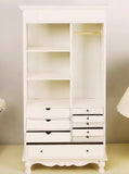 Craftuneed 1:6 scale Miniature Wooden Wardrobe Cabinet Furniture Dollhouse Display Closet Storage with Drawers & Hanging Rod for Dolls