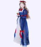 Handmade 1:6 Scale Fairytale Romantic Doll Dress, Custom Made Miniature Gown with Hair Bow