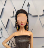 Set of 6 Pairs Doll Statement Earrings Handmade Miniature Rhinestone Jewellery 1:6 Scale