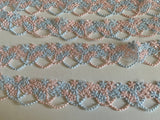 Craftuneed Bundle 2.1 Meters Blue &amp; Pink Floral Lace Trim Sew on Embroidered cotton lace trimming