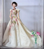 Handmade 1:6 Scale Doll Evening Gown Miniature Floral Sequin Dress For Fashion Doll
