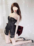 Handmade Doll Black Evening Dress with Necklace Custom Miniature Outfit 1/6 1/4 1/3 scale