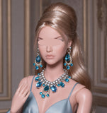 1:6 Scale Doll Necklace and Earrings Set Miniature Rhinestone Jewellery Multiple Colours