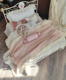 Handmade Dollhouse Blanket Pillow Miniature French Bedding Set 1/12 1/6 1/4 1/3 Scale