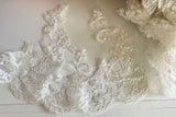 Ivory Sequins Lace Trim Bundle Embroidered Tulle Trimming For Bridal DIY (Total 10.8 Meters)