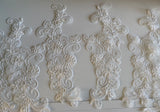 Craftuneed Bundle 6pcs Ivory sequins lace applique sew on bridal embroidered floral tulle lace motif patch