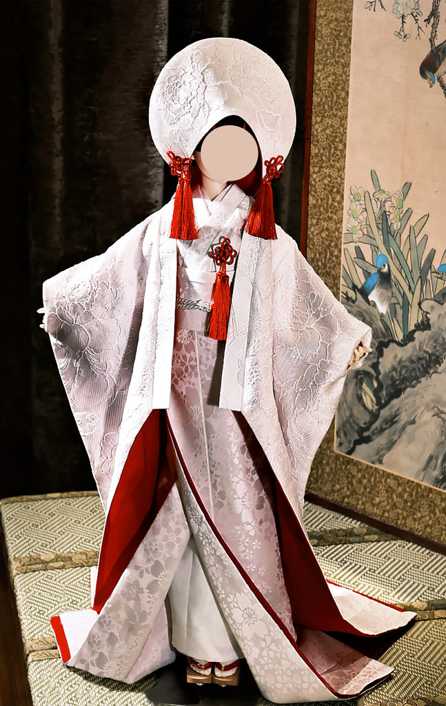 Handmade Doll Wedding Kimono Miniature Japanese Style Shiromuku Bridal Outfit 1/4 1/3