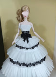 Handmade 1:6 Scale Doll Dress Miniature Tiered Tulle Gown For Fashion Dolls