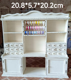Dollhouse Miniature Sewing Cabinet with Drawers and Accessories Set – Wooden Vintage Style Sewing Cupboard (1:12 Scale)