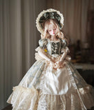 Craftuneed Victorian Rococo Doll Dress Set for BJD Includes Lace Grown, Underskirt, Petticoat and Hat Fits 1/6 OB24 1/4 1/3 Dolls