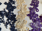 Bundle 5pcs lace applique navy purple cream embroidered floral lace motif patch