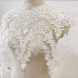 Ivory Embroidered Floral Lace Trim – Net Lace Border Fabric, Sewing Craft Supply, 6 Meters