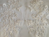 Craftuneed Bundle 6pcs Ivory Floral lace applique sew on Bridal Wedding Embroidered tulle lace motif patch