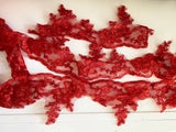 Red Embroidered Lace Trim 2.5 Meters Sew On Floral Lace Trimming For Dress DIY Craftuneed