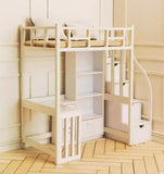 Handmade Dollhouse High-Low Loft Bunk Bed Miniature Wooden Bedroom Furniture in 1:12 Scale