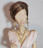 Handmade 1:6 Scale Doll Jewelry Set – Miniature Floral Faux pearl Necklace, Earrings & Ring