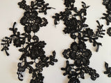 Craftuneed Bundle 6pcs black floral lace applique sew on embroidered lace motif patch