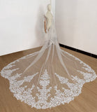 Royal Length Lace Wedding Veil 3.8m Mantilla-Style Cathedral Bridal Veil White