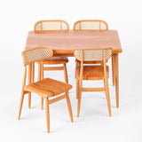 Craftuneed 1:6 Scale Miniature Brown Dining Table and Chairs Set Dollhouse Wooden Kitchen Dining Room Doll furniture