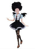 1:6 Scale Doll Outfit Little Devil Wing Top Skirt Stockings Handmade Gothic Style Clothes