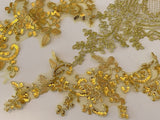 Craftuneed Bundle 8pcs Gold cord sequins floral lace applique embroidered tulle lace motif patch