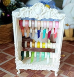 Craftuneed 1:6 Scale Miniature Ribbon Thread Rack Dollhouse Victorian Style Spool Organizer Sewing Room Furniture Prop Display