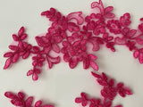 Craftuneed Job lot 6pcs rose pink sew on lace applique floral tulle lace motif patch