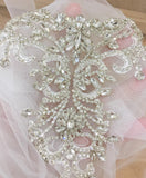 Silver Rhinestone Applique Crystal Motif Embellishment for Sewing Craft