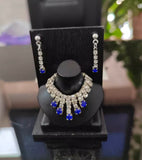 Set of 3 Doll Jewellery 1:6 Scale Miniature Blue Rhinestone Necklaces Earrings Handmade