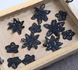 50pcs Black Floral Sequin Lace Applique Embroidered Flower Motif Patches For Sewing DIY