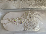 Bundle 2 Pairs Ivory Floral Lace Wedding Gloves Bridal Fingerless beaded Gloves