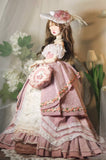 Handmade Victorian Romantic Doll Outfit 1/6 1/4 1/3 Scale Miniature Dress Hat Necklace Handbag
