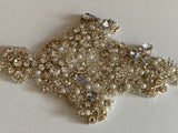 Craftuneed Handmade Rhinestone Faux Pearl Applique Bridal Sash Embellishment Motif Sew On Patch for Dress Craft Projects